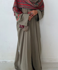 عباية حرير مغسول مع طرحة بشال هندي مقاس ٥٦