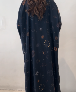 Alternative view of عباية شيفون مبطن بطبعات قمر و الشمس مقاس ٥٦
